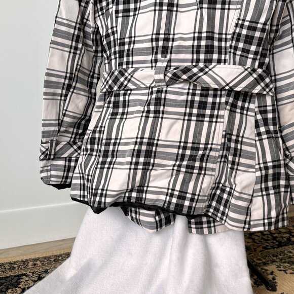 Le Chateau Black & White Plaid Trench Style - Picture 6 of 6